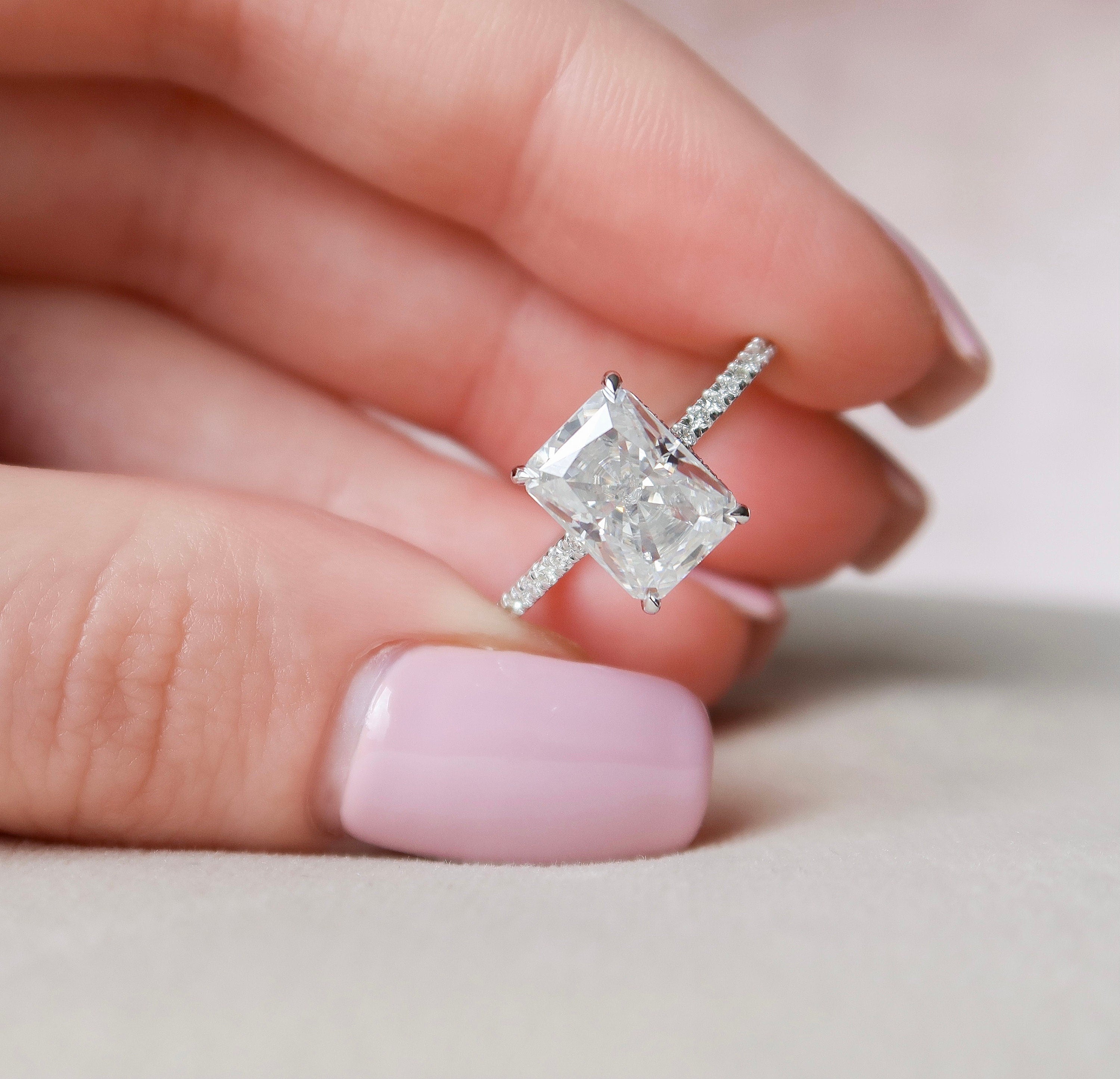 Radiant Pave Lab Grown Diamond Engagement Ring