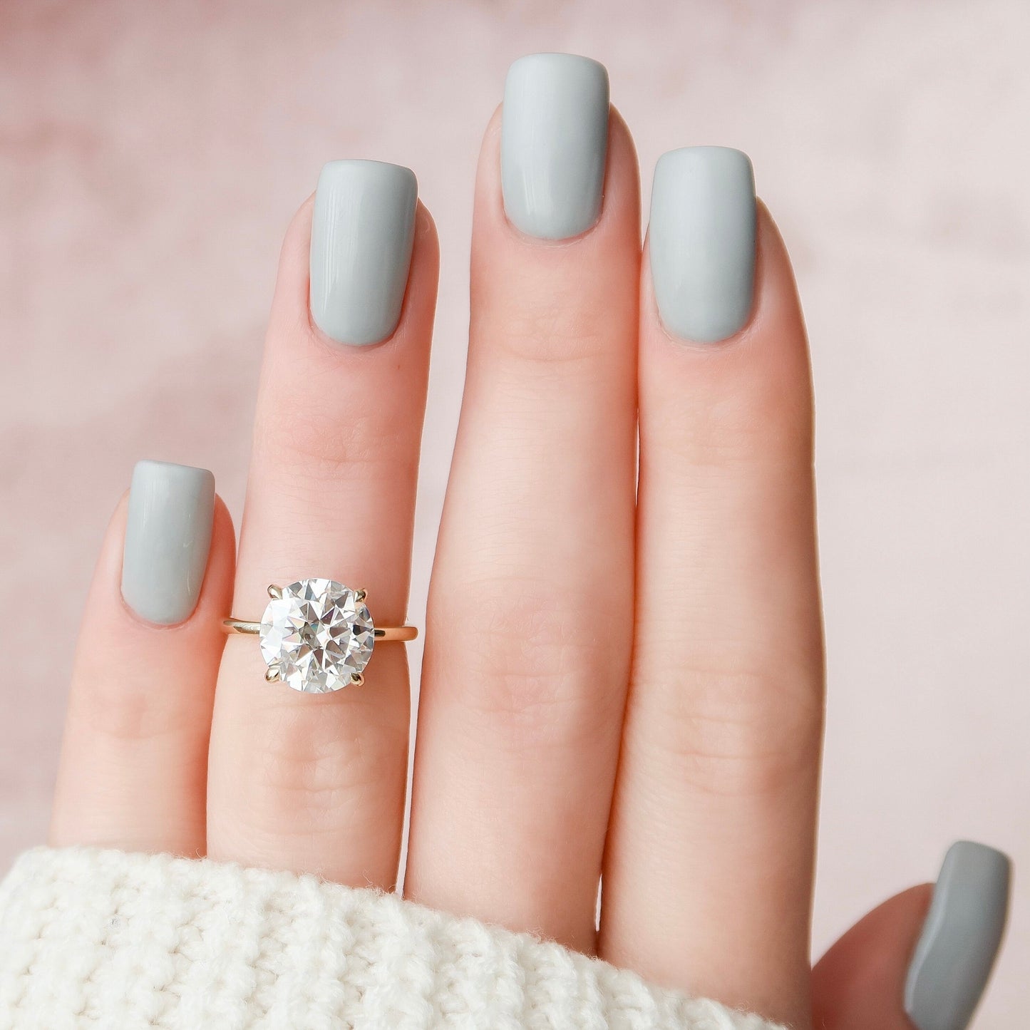 5.0 CT Round Cut Hidden Halo Style Moissanite Engagement Ring 4