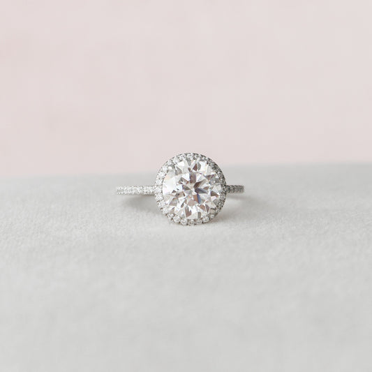 3.0 CT Round Cut Halo & Pave Style Moissanite Engagement Ring 1