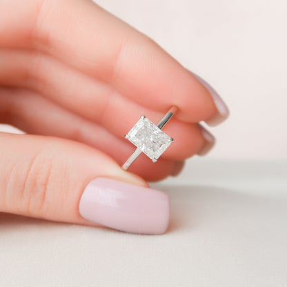 2.0 CT Radiant Hidden Halo Moissanite Engagement Ring 3