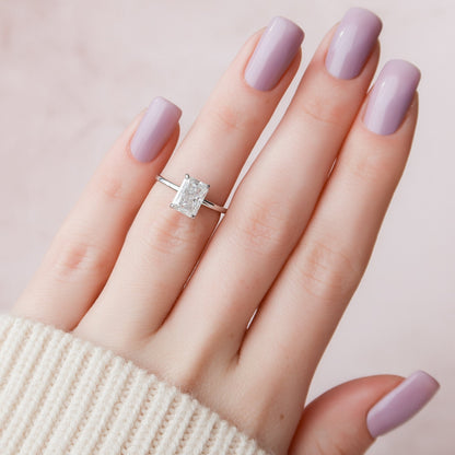 2.0 CT Radiant Hidden Halo Moissanite Engagement Ring 7