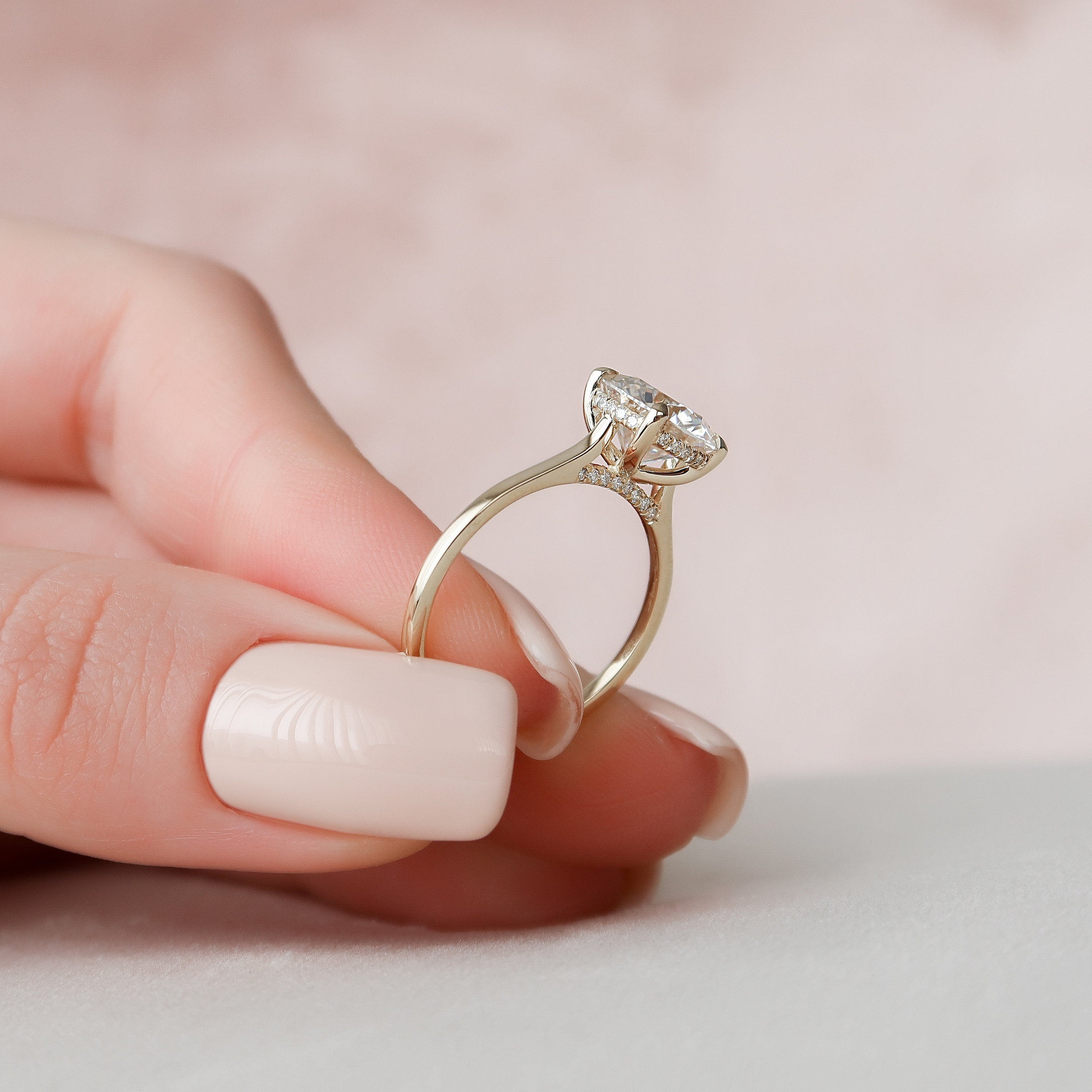 3.0 CT Round Cut Hidden Halo Style Moissanite Engagement Ring 7