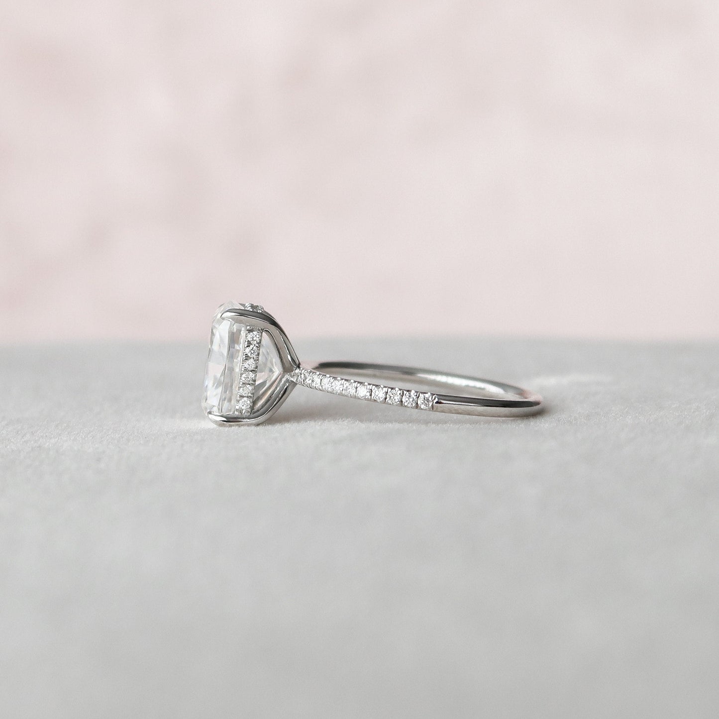 4.0 CT Cushion Hidden Halo & Pave Setting Moissanite Engagement Ring 5