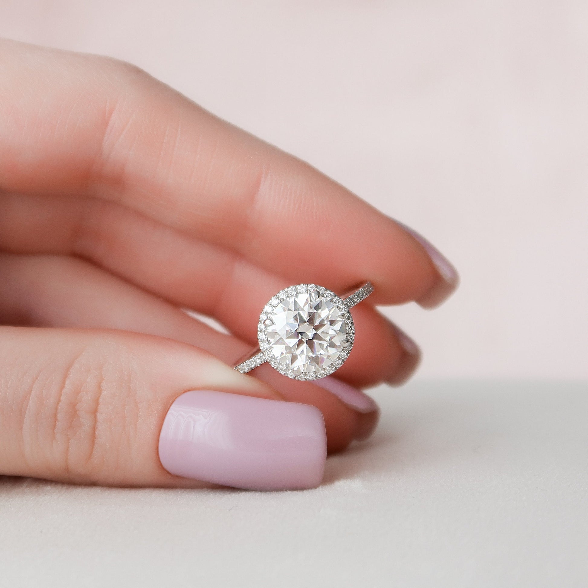 3.0 CT Round Cut Halo & Pave Style Moissanite Engagement Ring 2