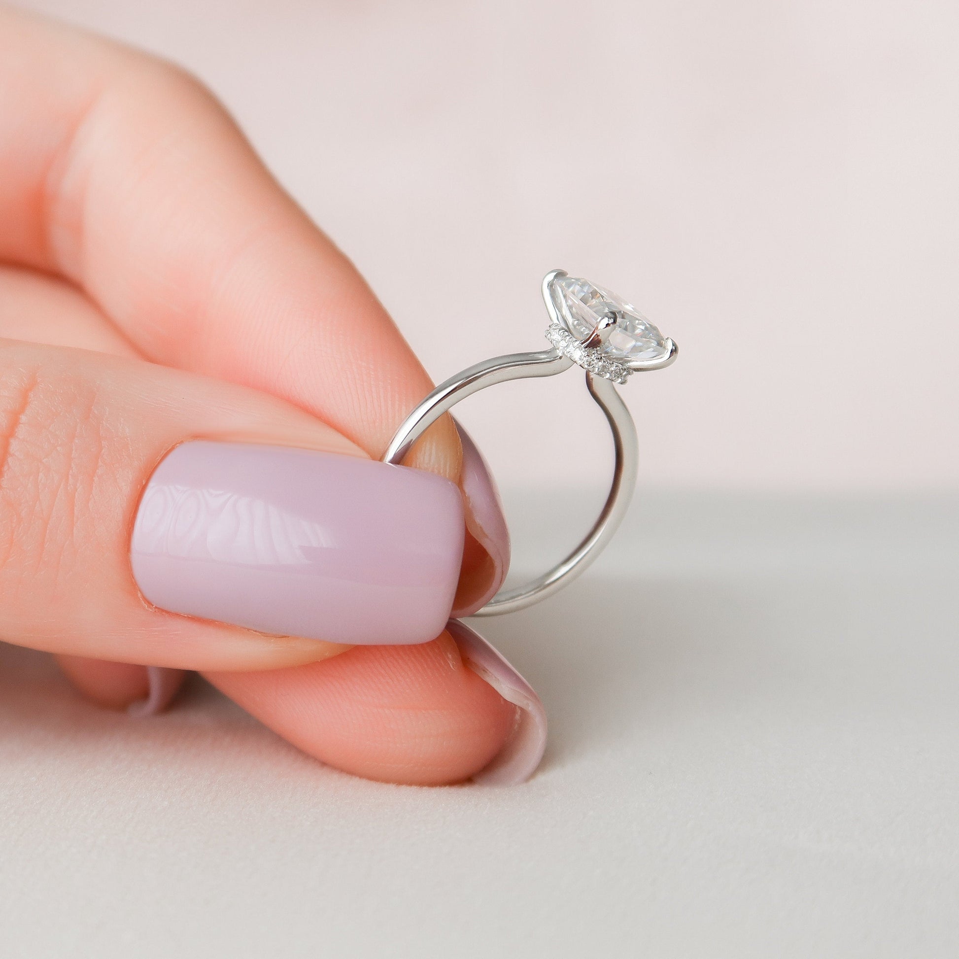 2.0 CT Radiant Hidden Halo Moissanite Engagement Ring 5