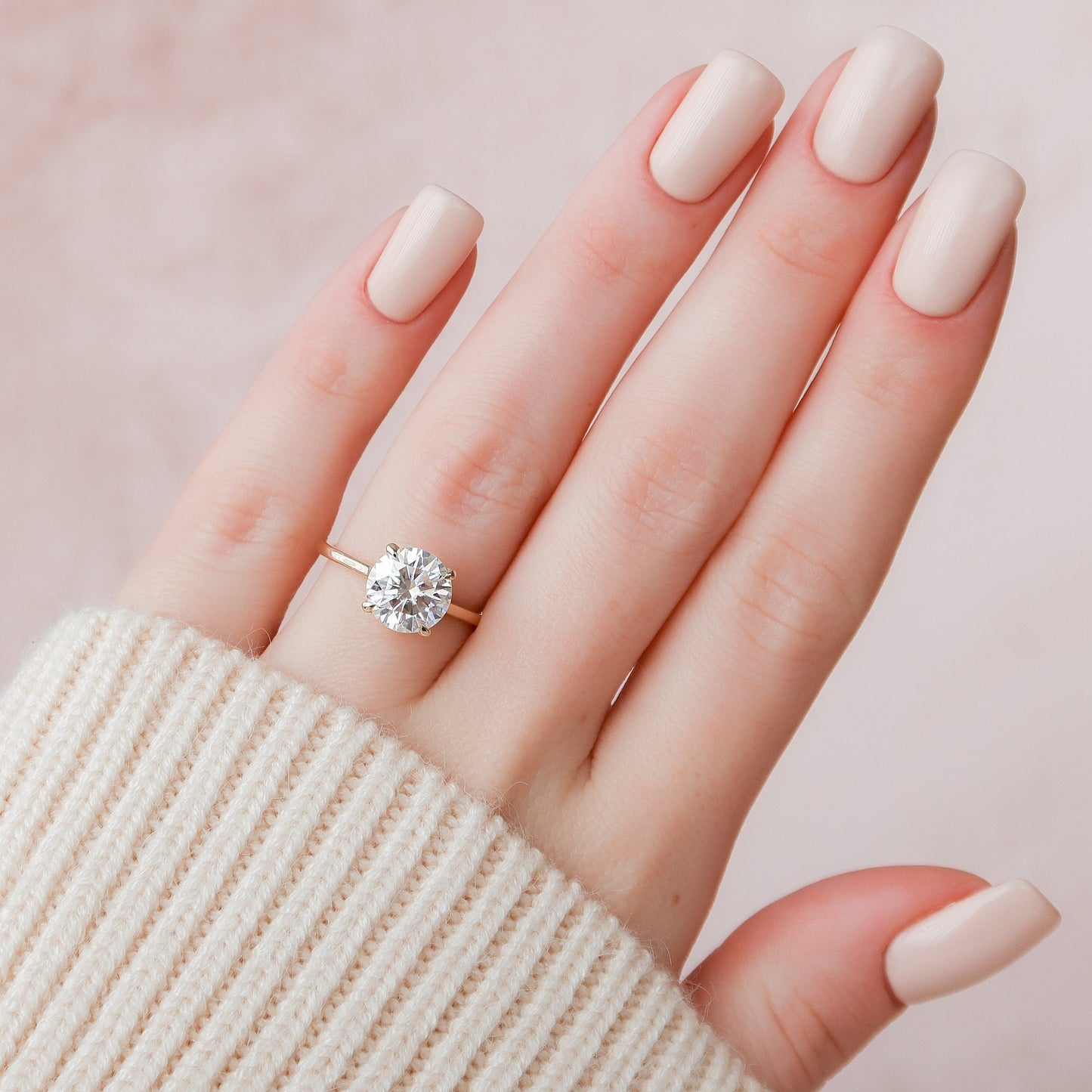 3.0 CT Round Cut Hidden Halo Style Moissanite Engagement Ring 8