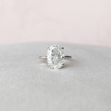 5.0 CT Oval Cut Hidden Halo Style Moissanite Engagement Ring 1