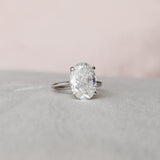 5.0 CT Oval Cut Hidden Halo Style Moissanite Engagement Ring 2