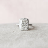 5.0 CT Radiant Cut Halo & Pave Style Moissanite Engagement Ring 1