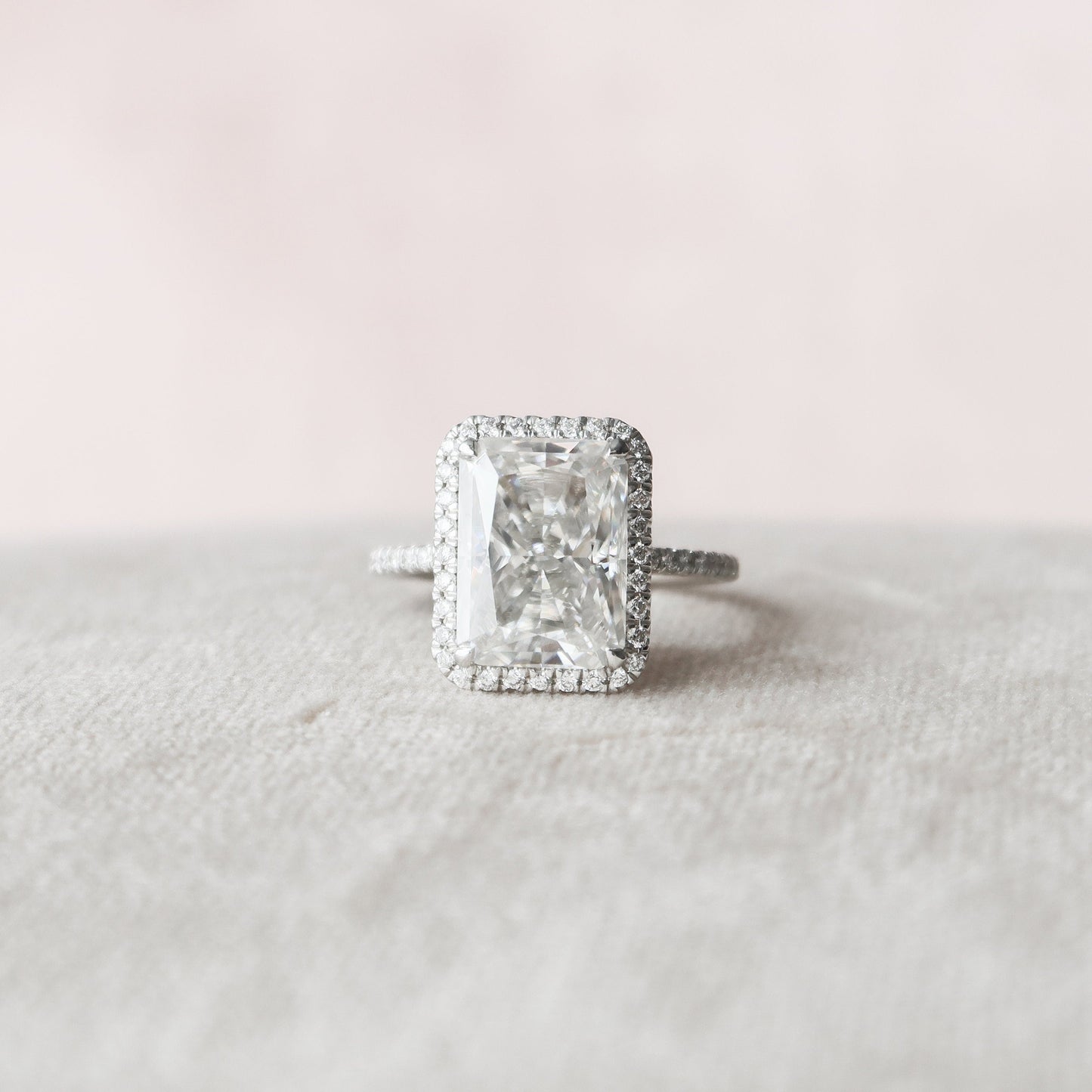 5.0 CT Radiant Cut Halo & Pave Style Moissanite Engagement Ring 1