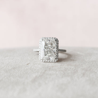 5.0 CT Radiant Cut Halo & Pave Style Moissanite Engagement Ring 1