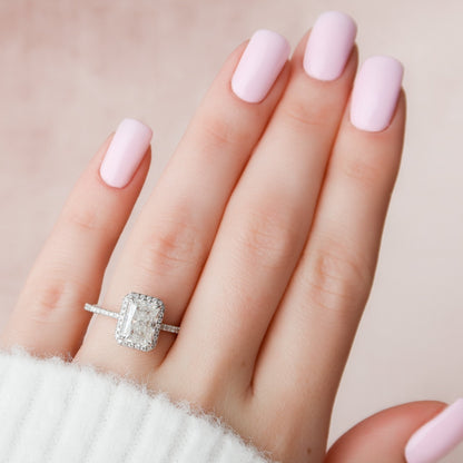 5.0 CT Radiant Cut Halo & Pave Style Moissanite Engagement Ring 3