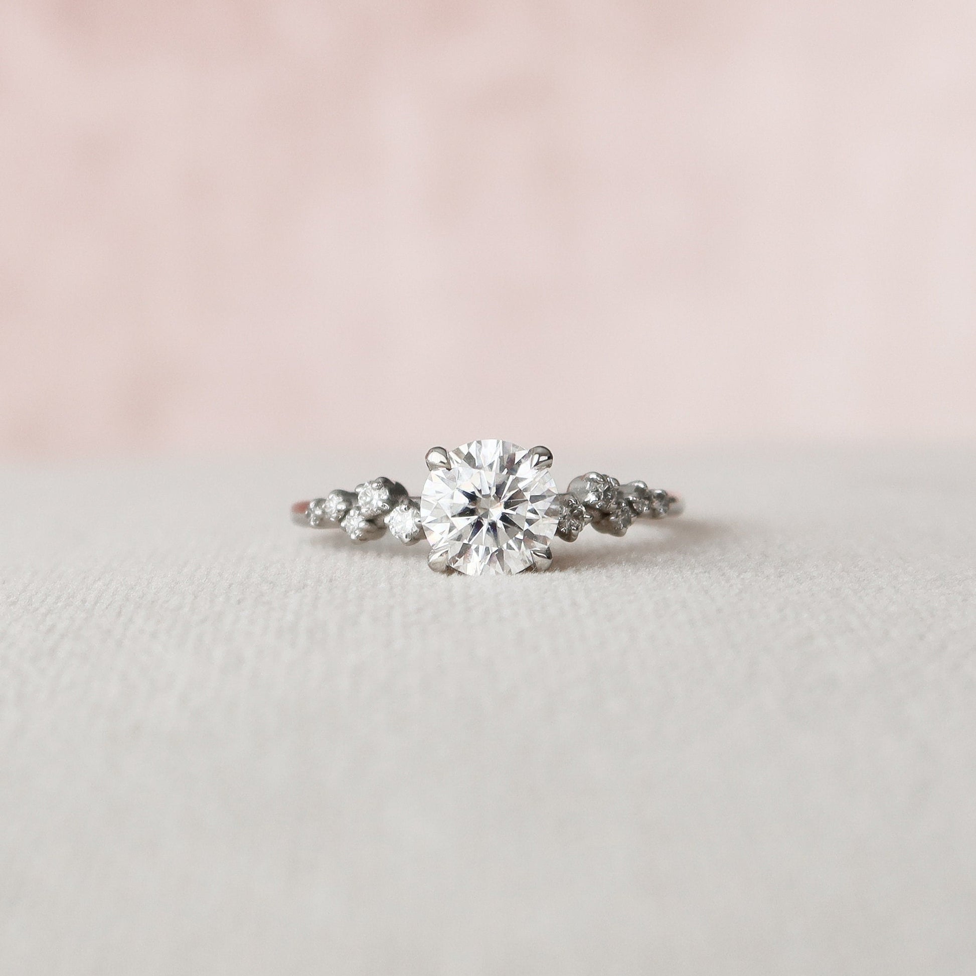 1.0 CT Round Hidden Halo Pave Style Moissanite Engagement Ring 3