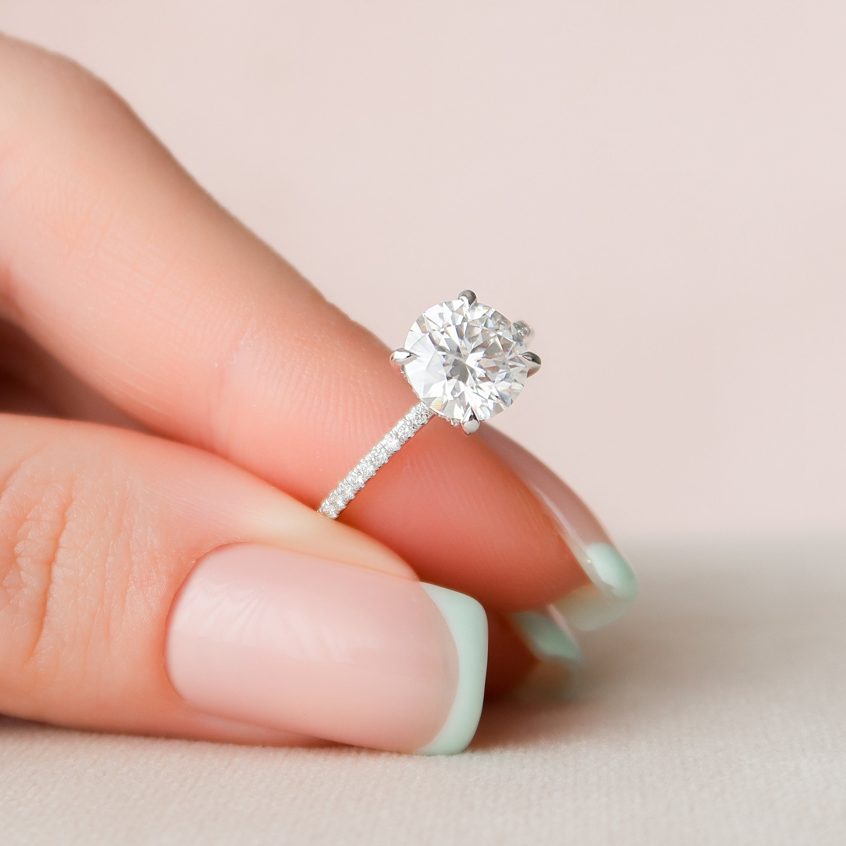 2.0 CT Round Pave Moissanite Engagement Ring