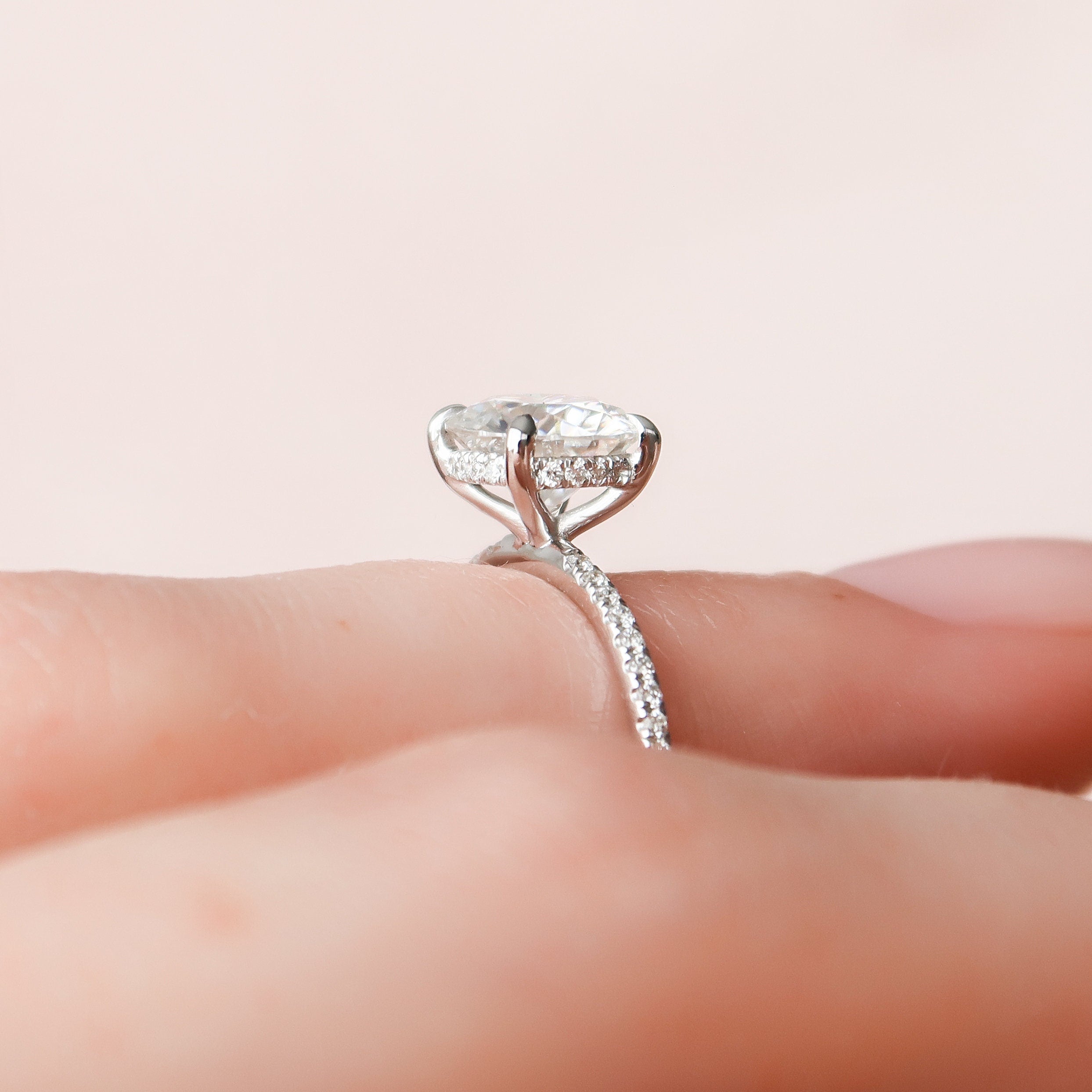 2.0 CT Round Pave Moissanite Engagement Ring