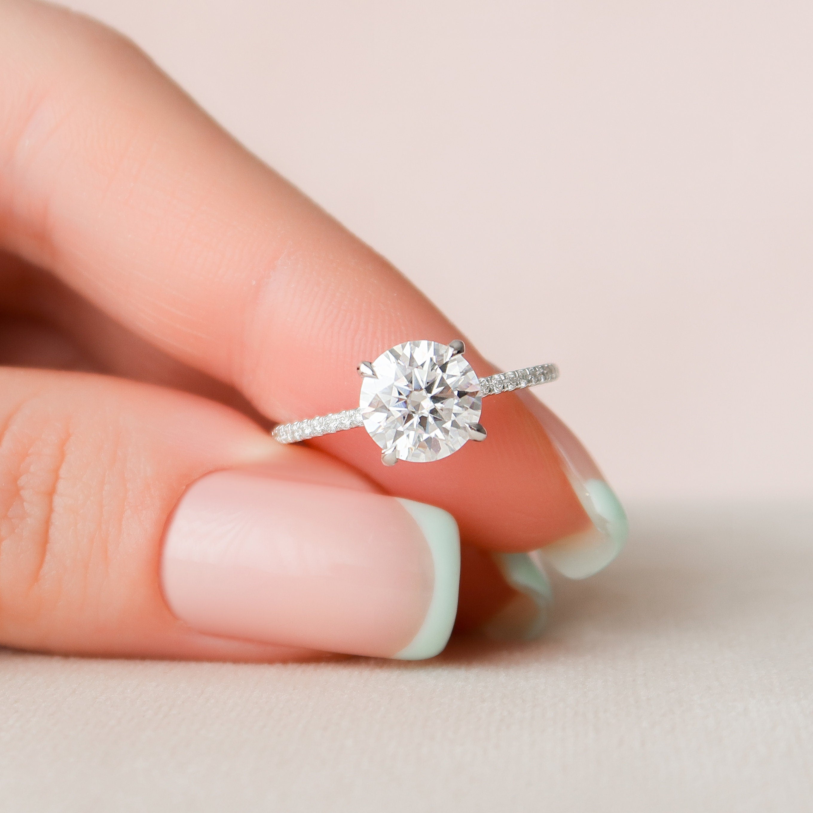 2.0 CT Round Pave Moissanite Engagement Ring