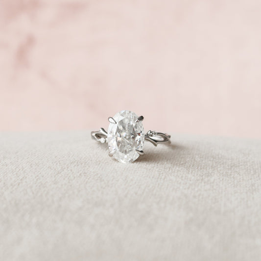 5.0 CT Oval Cut Twig Pave Style Moissanite Engagement Ring 1