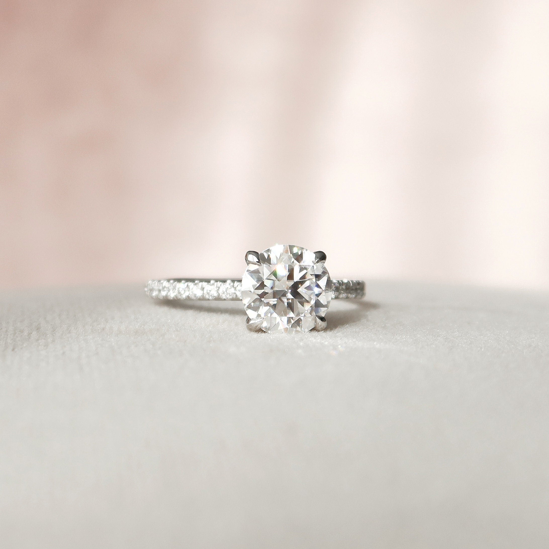 2.0 CT Round Pave Moissanite Engagement Ring