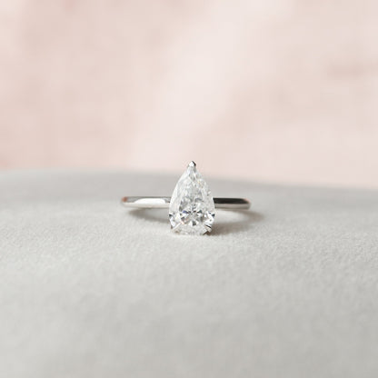 1.5 CT Pear Hidden Halo Moissanite Engagement Ring 6