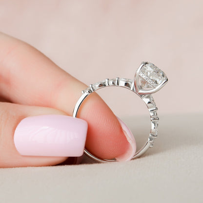 4.0 CT Pear Cut Hidden Halo Setting Moissanite Engagement Ring 6