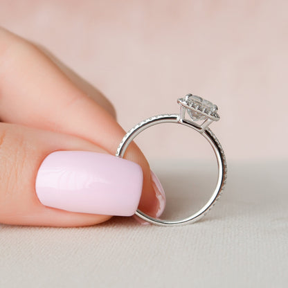 5.0 CT Radiant Cut Halo & Pave Style Moissanite Engagement Ring 9