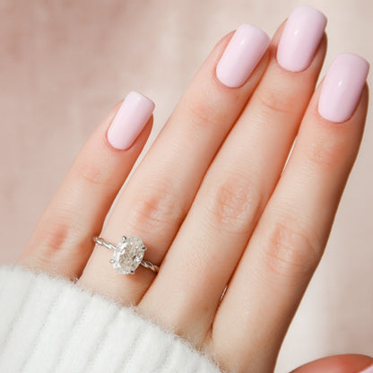 2.0 CT Oval Twisted Shank & Hidden Halo Moissanite Engagement Ring 11