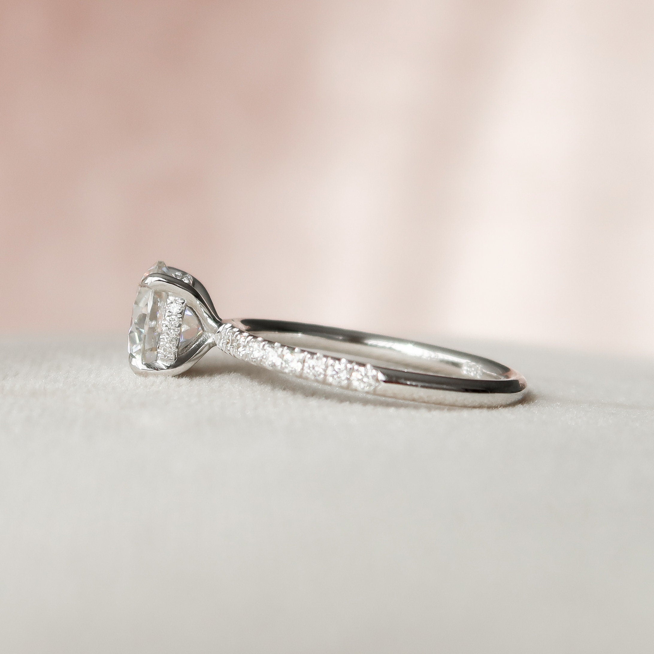 2.0 CT Round Pave Moissanite Engagement Ring