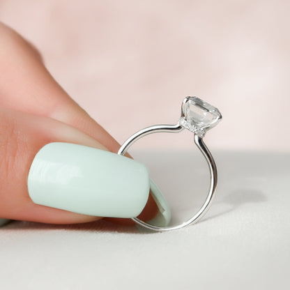 4.5 CT Emerald Hidden Halo Style Moissanite Engagement Ring 6