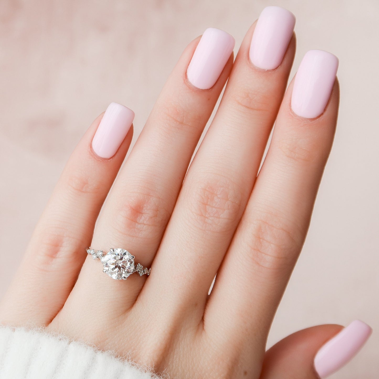 2.0 CT Round Hidden Halo Pave Style Moissanite Engagement Ring 5