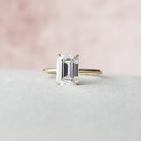 3.0 CT Emerald Cut Hidden Halo Moissanite Engagement Ring