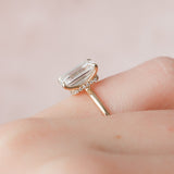 3.0 CT Emerald Cut Hidden Halo Moissanite Engagement Ring