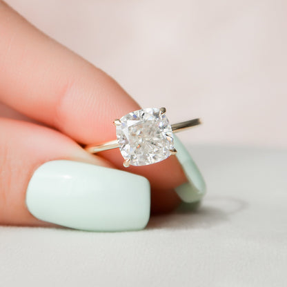 3.50 CT Cushion Cut Hidden Halo Style Moissanite Engagement Ring 2