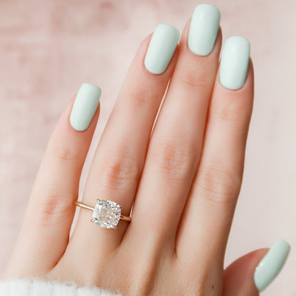 3.50 CT Cushion Cut Hidden Halo Style Moissanite Engagement Ring 7