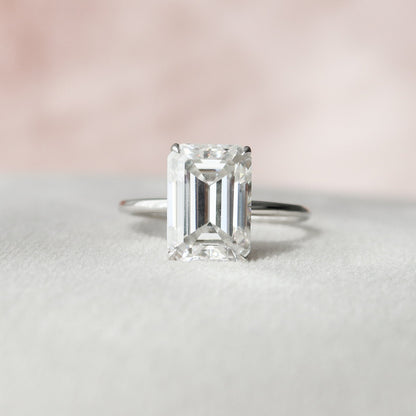 4.5 CT Emerald Hidden Halo Style Moissanite Engagement Ring 1