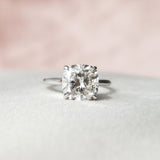 4.0 CT Cushion Cut Hidden Halo Style Moissanite Engagement Ring 1