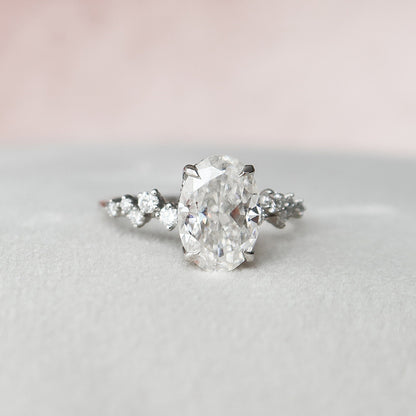 2.0 CT Oval Cut Hidden Halo Pave Style Moissanite Engagement Ring 4