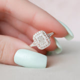3.50 CT Radiant Halo & Pave Split Shank Moissanite Engagement Ring 3