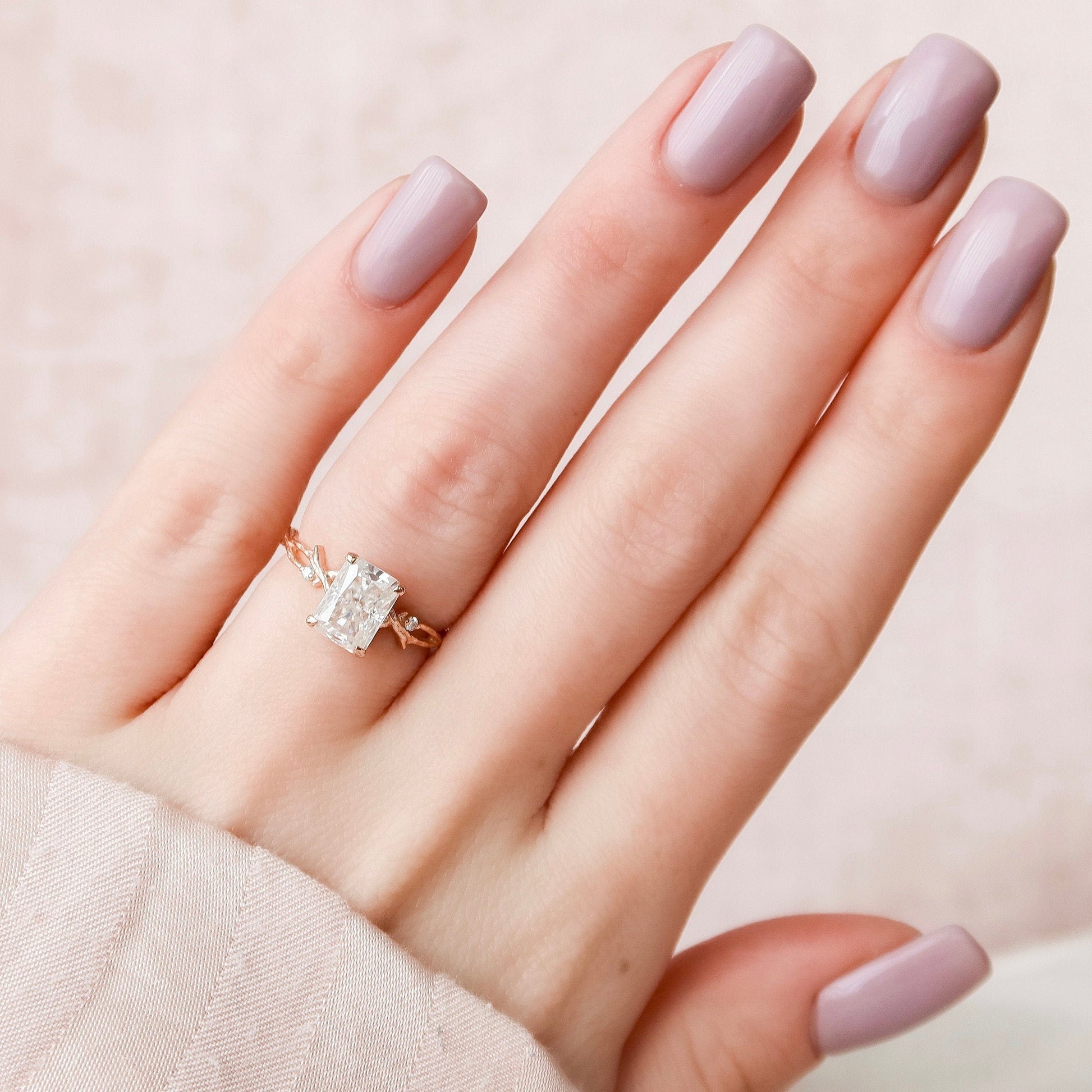 2.0 CT Radiant Cut Twig Pave Moissanite Engagement Ring 2