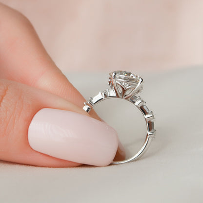 2.5 CT Round Cut Dainty Pave Moissanite Engagement Ring 6