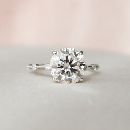 2.5 CT Round Cut Dainty Pave Moissanite Engagement Ring 1