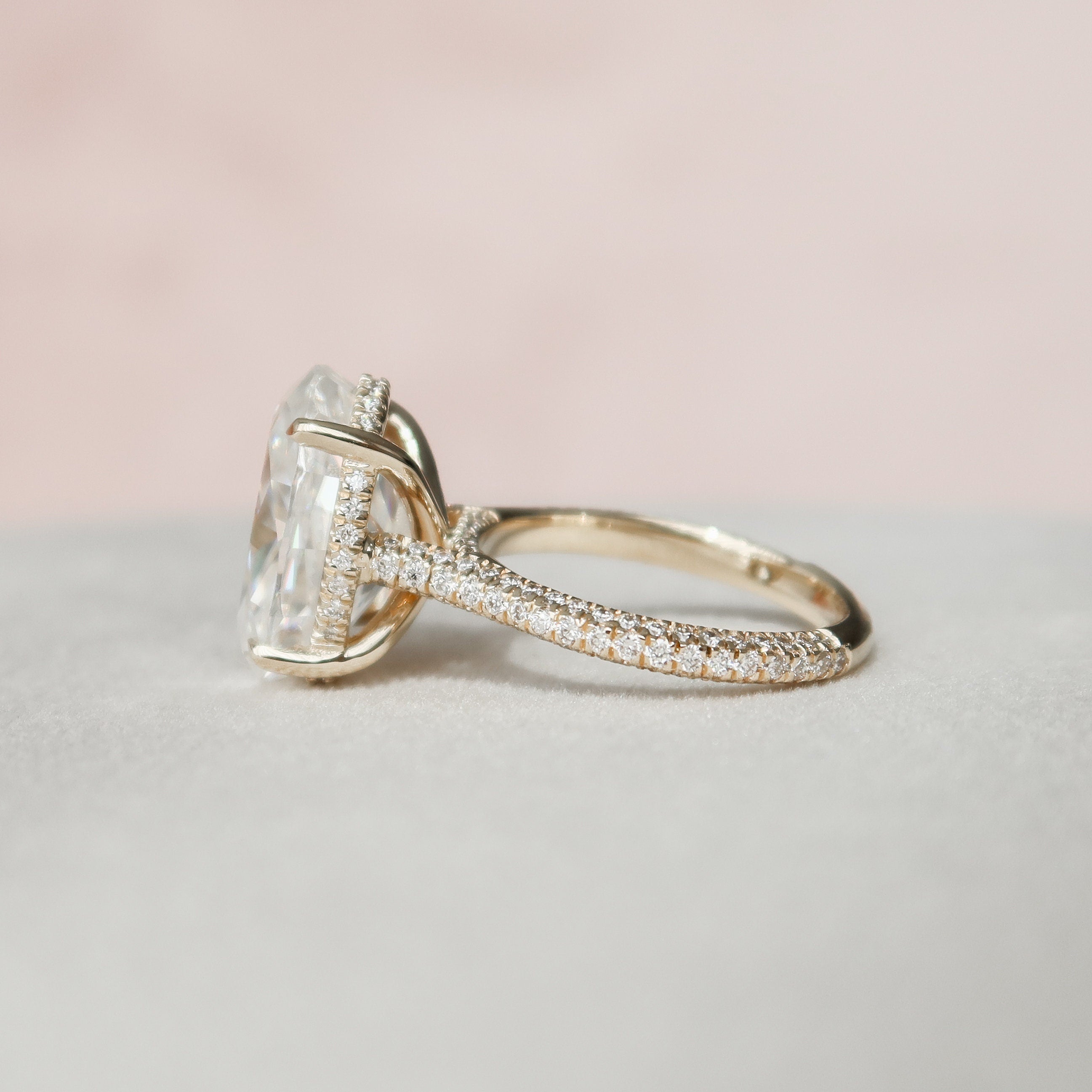 5.0 CT Oval Cut Pave Hidden Halo Moissanite Engagement Ring 3