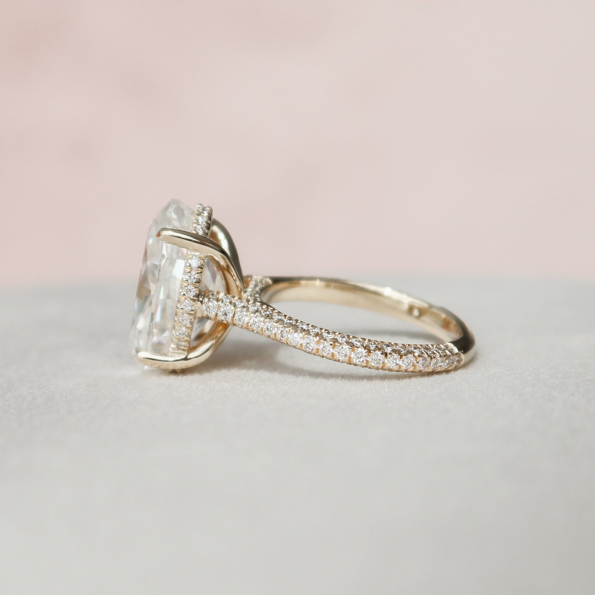 5.0 CT Oval Cut Pave Hidden Halo Moissanite Engagement Ring 3