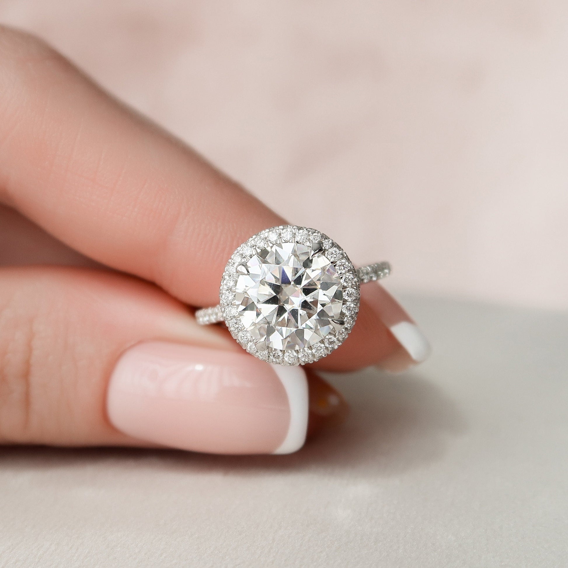 3.5 CT Round Halo & Pave Style Moissanite Engagement Ring 3