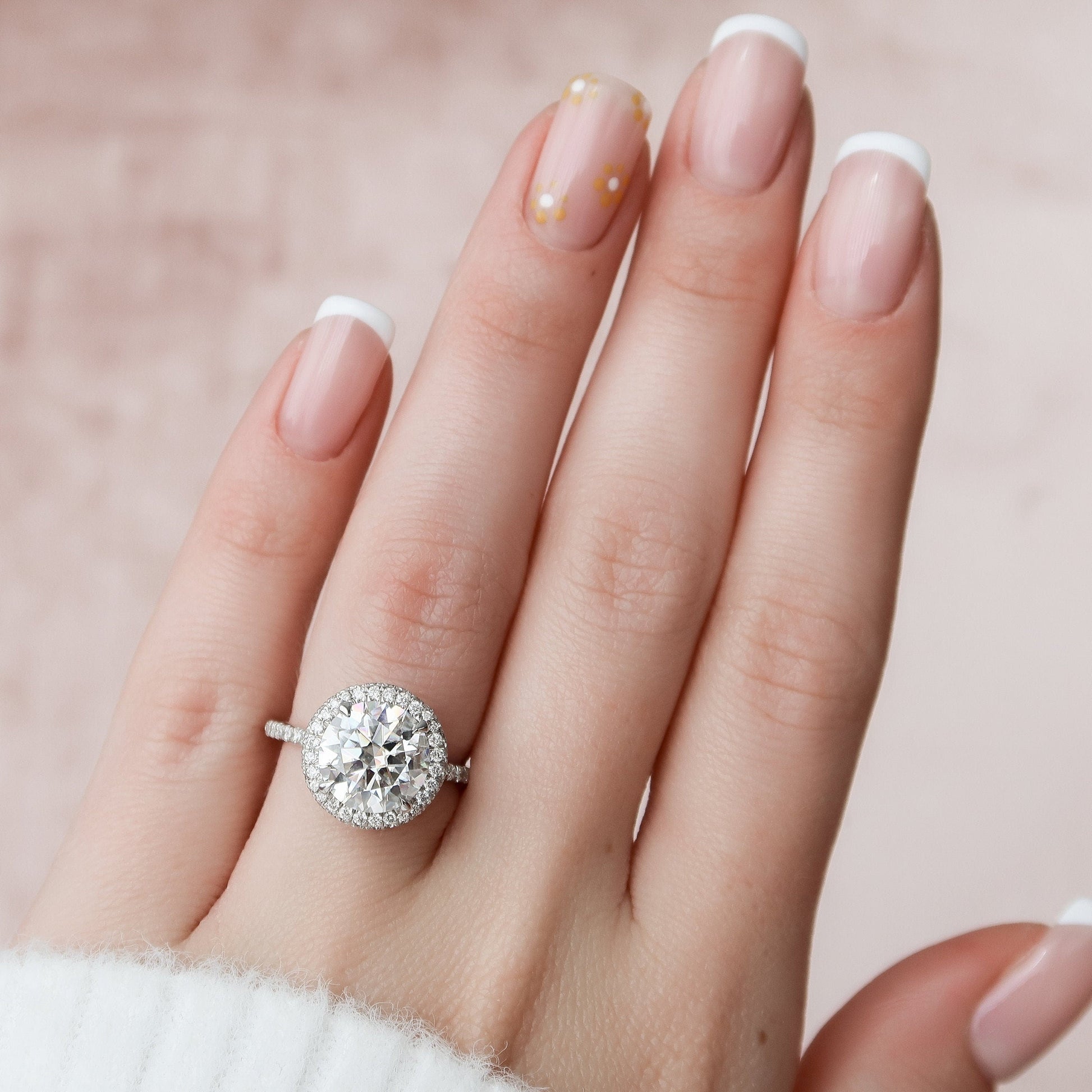 3.5 CT Round Halo & Pave Style Moissanite Engagement Ring 7