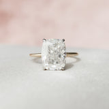 4.0 CT Cushion Cut Hidden Halo Style Moissanite Engagement Ring 1