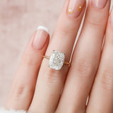 4.0 CT Cushion Cut Hidden Halo Style Moissanite Engagement Ring 5