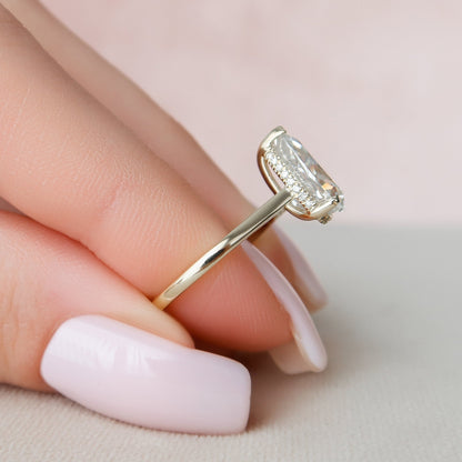 2.0 CT Pear Cut Hidden Halo Style  Moissanite Engagement Ring 6