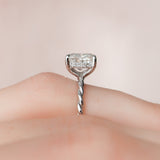 2.0 CT Cushion Hidden Halo Moissanite Engagement Ring
