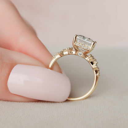 3.5 CT Radiant Cut Hidden Halo Pave Style Moissanite Engagement Ring 5