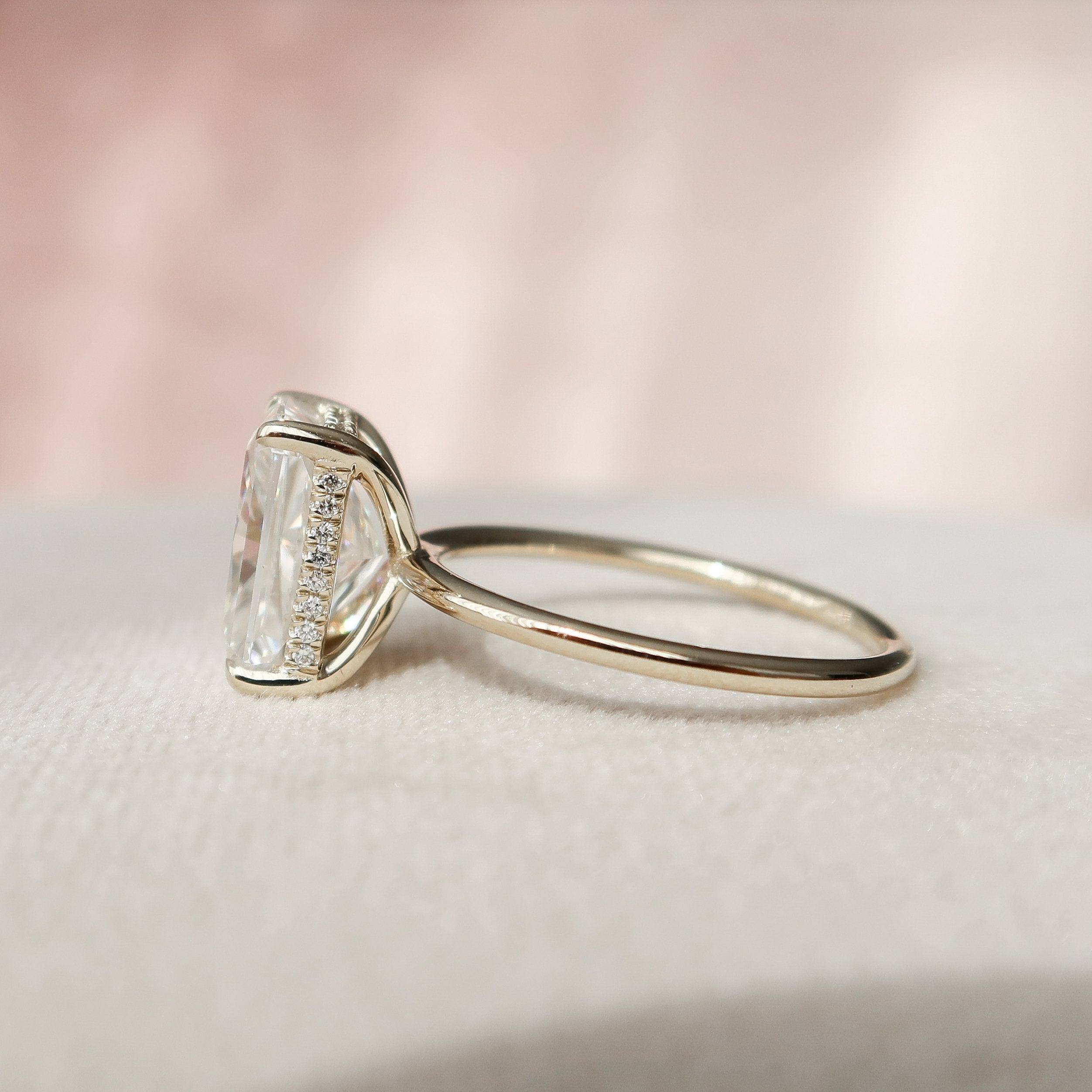 4.5 CT Radiant Cut Hidden Halo Style Moissanite Engagement Ring 3